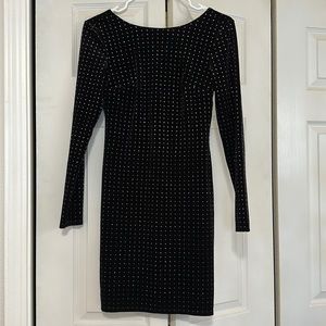 Express black velvet long sleeve mini low back dress